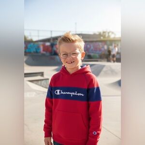 Champion Kids Two-Tone Red and Blue Hoodie Size Large 10/12